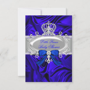 Little Prince Royal Blue Baby shower Invite Kaart