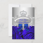Little Prince Royal Blue Baby shower Invite Kaart (Voorkant)