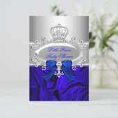 Little Prince Royal Blue Baby shower Invite Kaart (Staand voorkant)