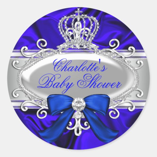 Little Prince Royal Blue Baby shower Sticker (Voorkant)