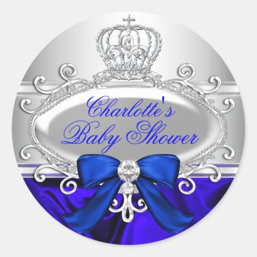 Little Prince Royal Blue Baby shower Sticker (Voorkant)