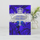 Little Prince Royal Blue Boy Baby shower 2 Kaart (Staand voorkant)