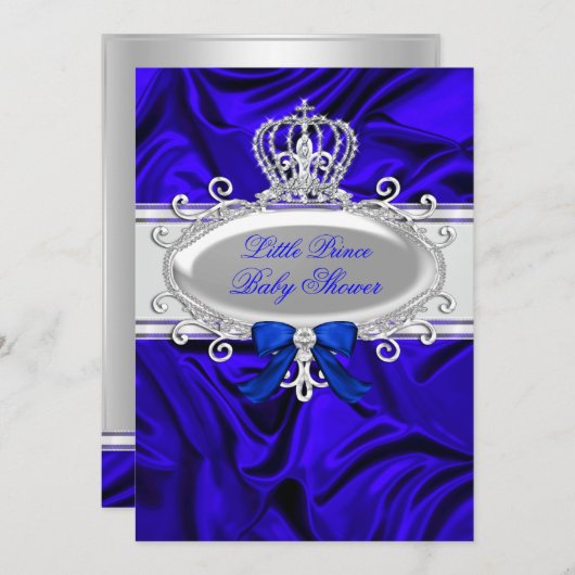 Little Prince Royal Blue Boy Baby shower 2 Kaart (Voorkant / Achterkant)