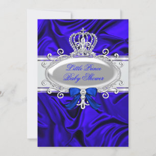 Little Prince Royal Blue Boy Baby shower 2 Kaart