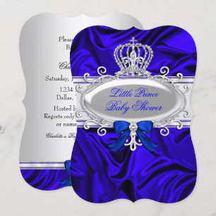 Little Prince Royal Blue Boy Baby shower 2 Kaart