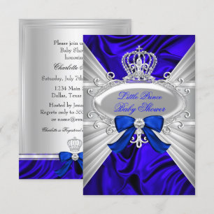 Little Prince Royal Blue Boy Baby shower nodigt ui Kaart