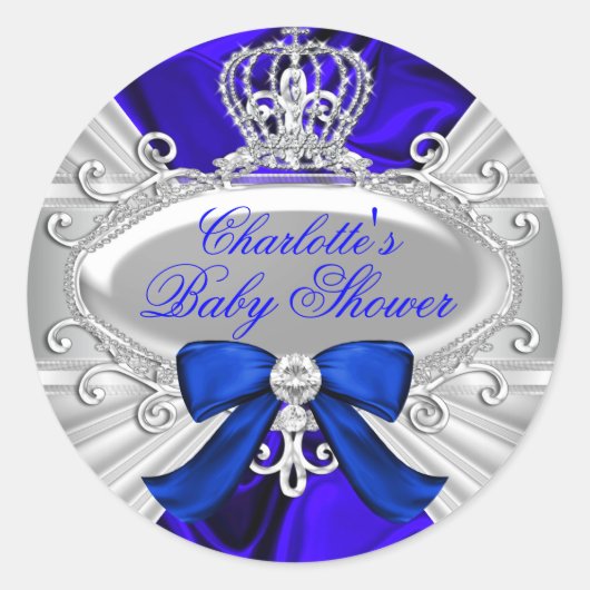 Little Prince Royal Blue Boy Baby shower Sticker (Voorkant)