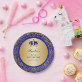 Little Prince Royal Blue Crown Papieren Bordje (Feest)