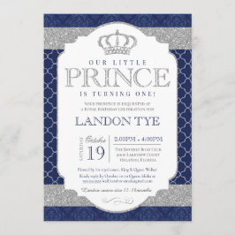 Little Prince Royal Blue en Silver Boys Birthday Kaart