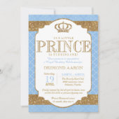 Little Prince Royal Blue Gold Birthday Kaart (Voorkant)