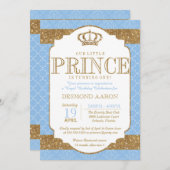 Little Prince Royal Blue Gold Birthday Kaart (Voorkant / Achterkant)