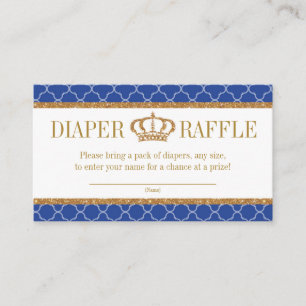 Little Prince Royal Blue & Gold Diaper Raffle Informatiekaartje