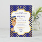 Little Prince Royal Blue & Gold Dot Crown Kaart (Staand voorkant)