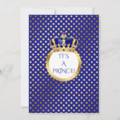 Little Prince Royal Blue & Gold Dot Crown Kaart (Achterkant)