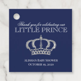 Little Prince Royal Blue Silver Shower Dank u Bedankjes Labels