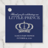 Little Prince Royal Blue Silver Shower Dank u Bedankjes Labels (Voorkant)