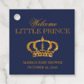 Little Prince Royal Crown Navy Blauw Bedankjes Labels (Voorkant)