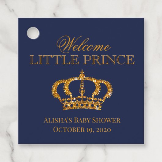 Little Prince Royal Crown Navy Blauw Bedankjes Labels (Voorkant)
