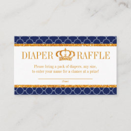 Little Prince Royal Navy Blue & Gold Diaper Raffle Informatiekaartje