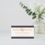 Little Prince Royal Navy Blue & Gold Diaper Raffle Informatiekaartje (Staand voorkant)
