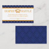 Little Prince Royal Navy Blue & Gold Diaper Raffle Informatiekaartje (Voorkant / Achterkant)