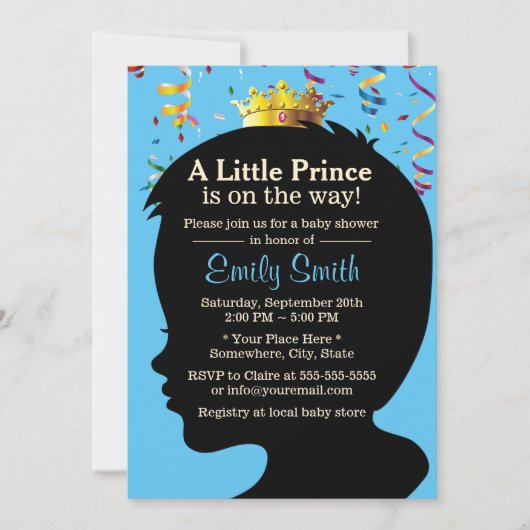 Little Prince Silhouette Confetti Boy Baby shower Kaart (Voorkant)
