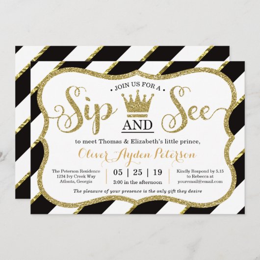 Little Prince Sip en zie Baby shower uitnodiging (Voorkant / Achterkant)