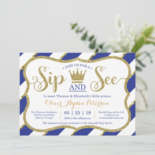 Little Prince Sip en zie Baby shower uitnodiging (Staand voorkant)
