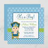 Little Prince Throne Polka Dot Boy Baby shower Kaart (Voorkant / Achterkant)