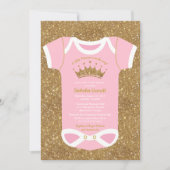 Little Princess Baby Bodysuit Douche Uitnodiging (Voorkant)