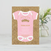 Little Princess Baby Bodysuit Douche Uitnodiging (Staand voorkant)