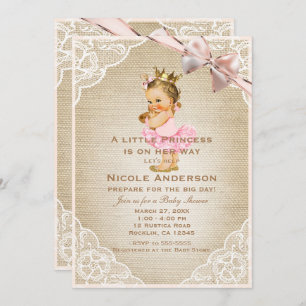Little Princess Baby Girl Rustic Shower Kaart