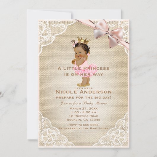 Little Princess  Baby Girl Rustiek Douche Kaart (Voorkant)