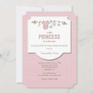 Little Princess Baby Girl Shower Invitation Kaart