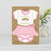 Little Princess Baby Pajamas Shower Invitation Kaart (Staand voorkant)