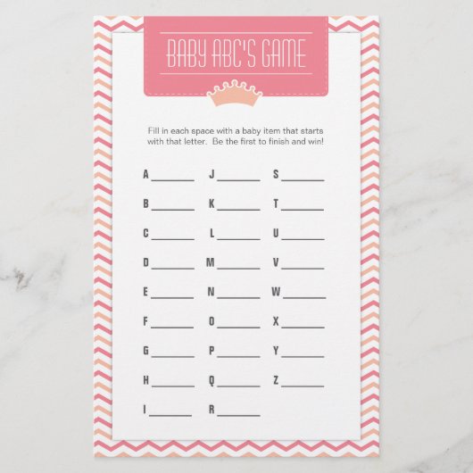 Little Princess Baby shower ABCs Game (Voorkant)