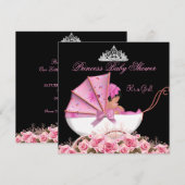 Little Princess Baby shower Baby Girl Pink Rose 3a Kaart (Voorkant / Achterkant)