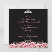 Little Princess Baby shower Baby Girl Pink Rose 3a Kaart (Achterkant)