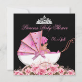 Little Princess Baby shower Baby Girl Pink Rose 3a Kaart (Voorkant)