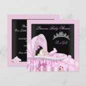 Little Princess Baby shower Girl Bassinette Kaart (Voorkant / Achterkant)
