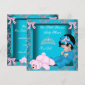 Little Princess Baby shower Girl Blauwgroen Blue P Kaart (Voorkant / Achterkant)