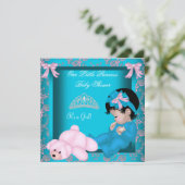 Little Princess Baby shower Girl Blauwgroen Blue P Kaart (Staand voorkant)