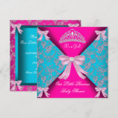 Little Princess Baby shower Girl Blauwgroen Blue P Kaart (Voorkant / Achterkant)