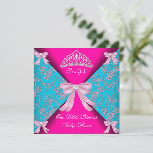 Little Princess Baby shower Girl Blauwgroen Blue P Kaart (Staand voorkant)