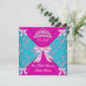 Little Princess Baby shower Girl Blauwgroen Blue P Kaart (Staand voorkant)