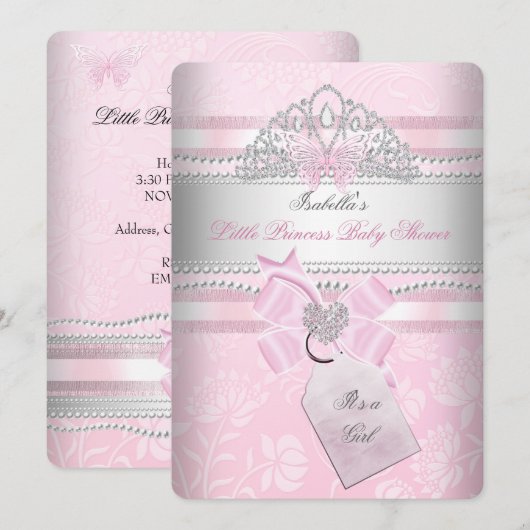 Little Princess  Baby shower Girl Butterfly Kaart (Voorkant / Achterkant)