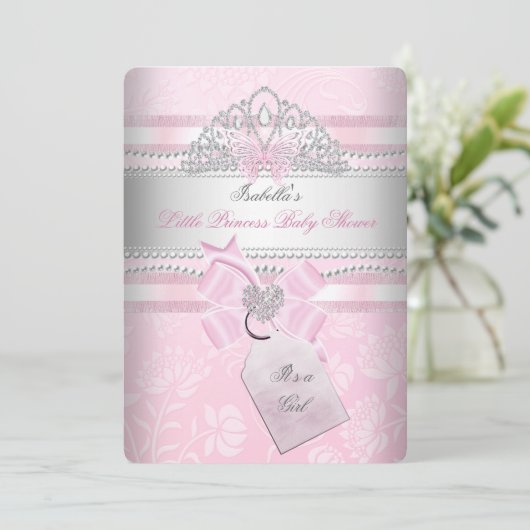 Little Princess  Baby shower Girl Butterfly Kaart (Staand voorkant)