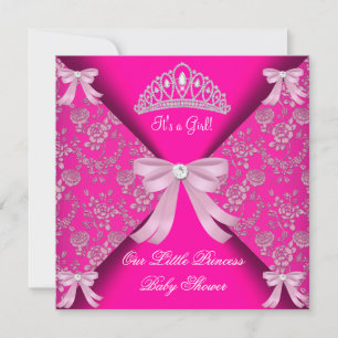 Little Princess Baby shower Girl Hot Pink 3 Kaart