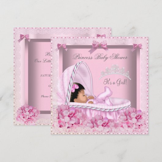 Little Princess Baby shower Girl Lace AM Kaart (Voorkant / Achterkant)
