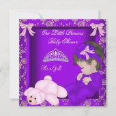 Little Princess Baby shower Girl Paars Damask Kaart (Voorkant)